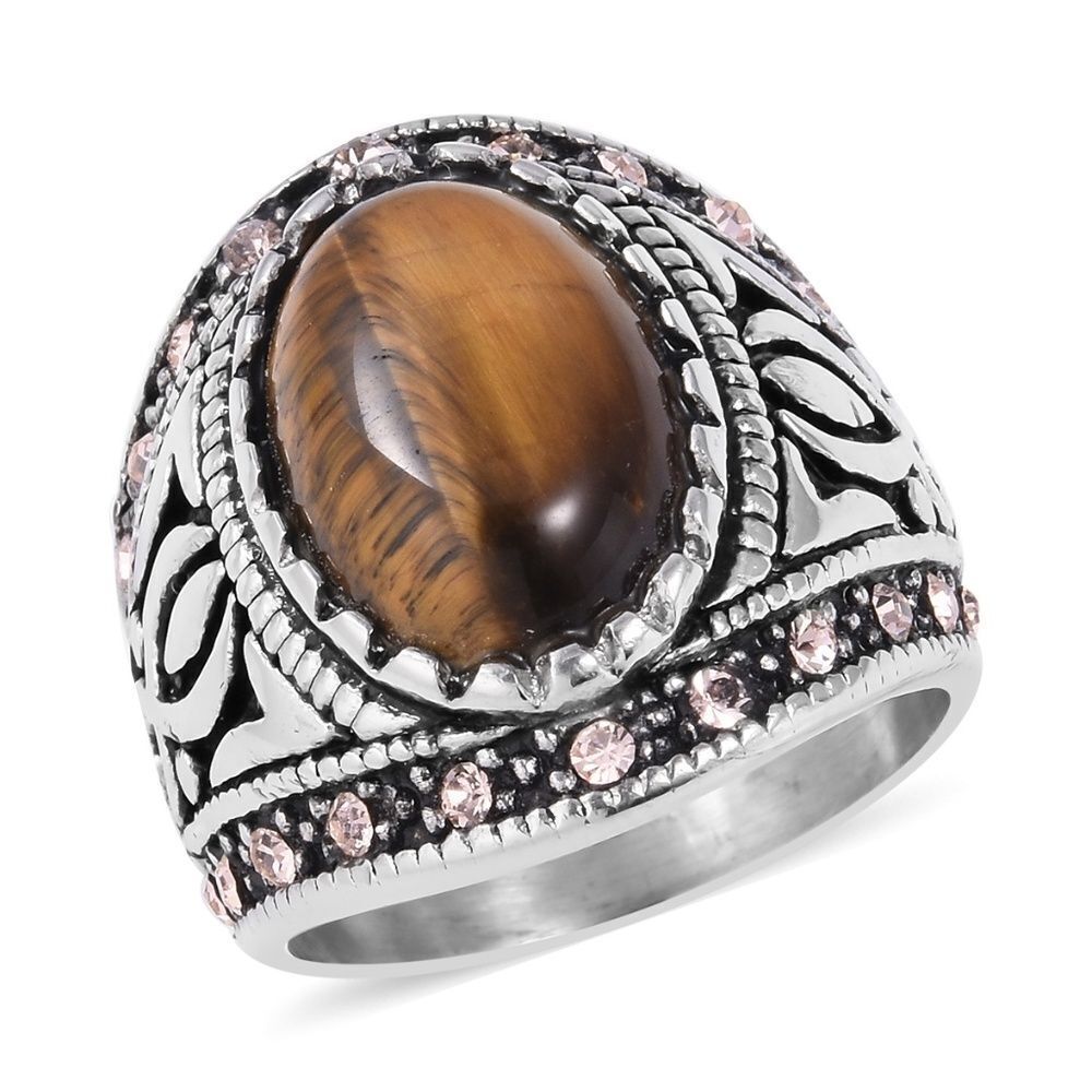 South African Tigers Eye Ring Stainless St…